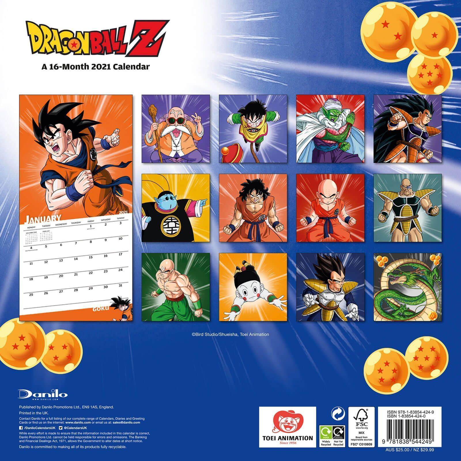 Kalendarz ścienny Dragon Ball Z na 2021 rok
