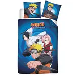 Komplet bawełnianych poszewek na pościel Naruto Shippuden - Naruto, Sasuke i Sakura (140x200+65x65 cm)
