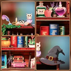 Drewniany model do składania Mini Book Nook - Magic Bookshelf (z magnesem)- Zdjęcie 3