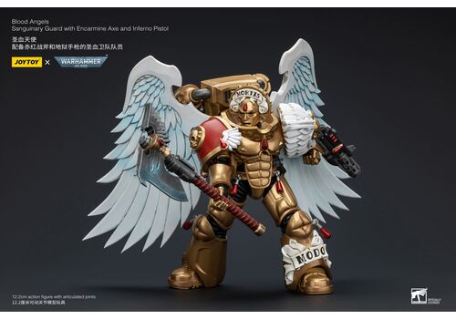 Figurka Warhammer 40k 1/18 - Blood Angels Sanguinary Guard with Encarmine Axe and Inferno Pistol- Zdjęcie 6