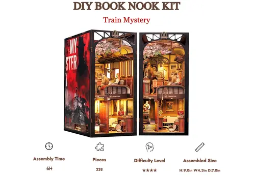 Drewniany model do sklejania Book Nook - Mystery Train- Zdjęcie 2