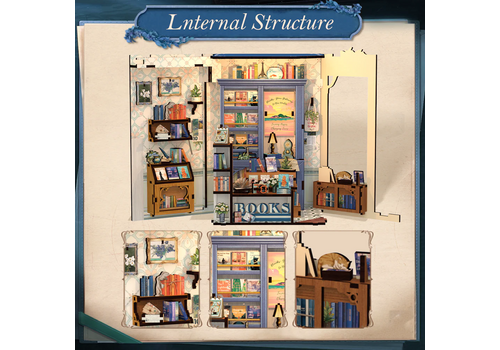 Drewniany model do sklejania Book Nook - Literature Bookstore- Zdjęcie 4