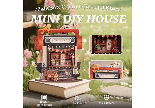 Drewniany model do sklejania Talebox Corner - Record Store- Zdjęcie 3