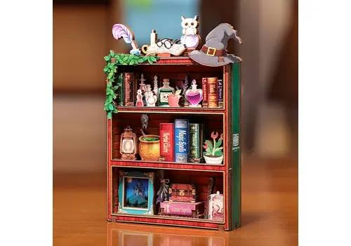Drewniany model do składania Mini Book Nook - Magic Bookshelf (z magnesem)- Zdjęcie 2