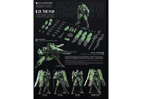 Model do składania 3 Min Project Series 1/18 - Fenrir-S2 Sniper Type (Green)- Zdjęcie 2